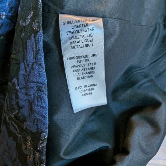 Aidan Mattox Navy Dress Floral Brocade V-Neck Column Dress Size 8 - Picture 9 of 9